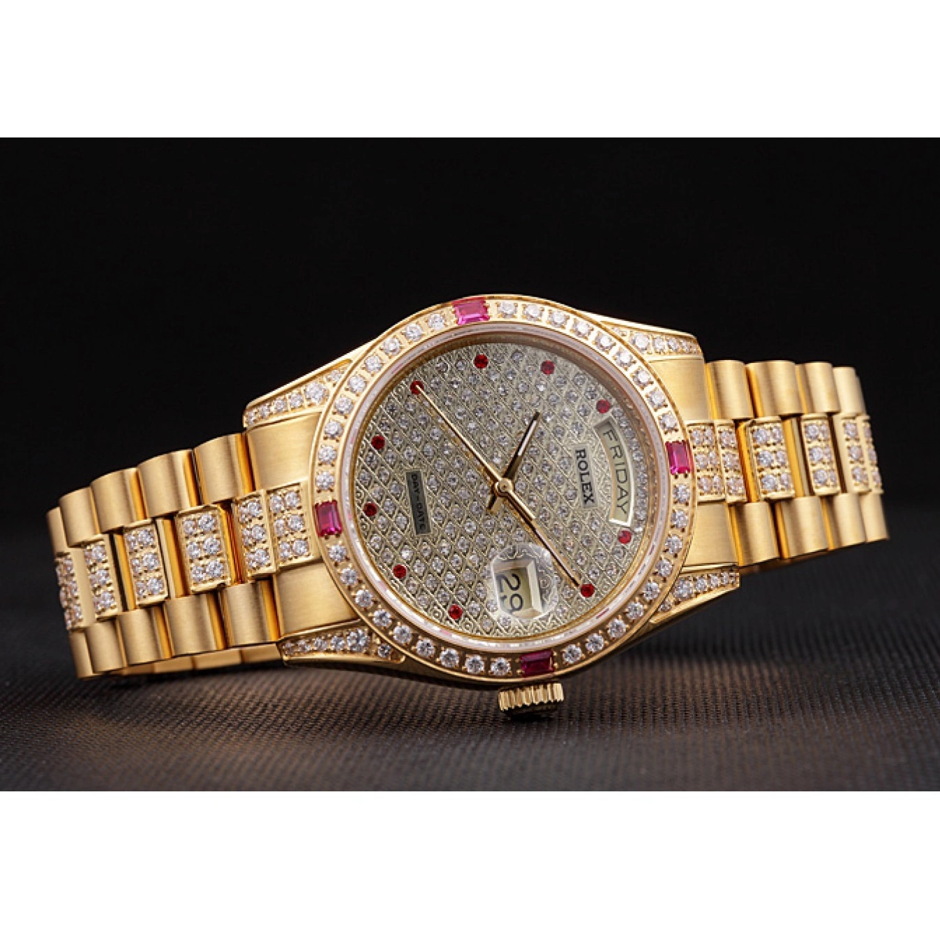 AAA replica watch Yellow Gold-srl184 Diamonds 621614 Swiss Rolex Day-Date 0604